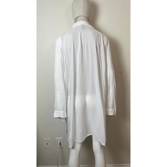 JONNY COTA OVERSIZED WHITE SHEER BUTTON UP OPERA BLOUSE SHIRT - Picture 5 of 9